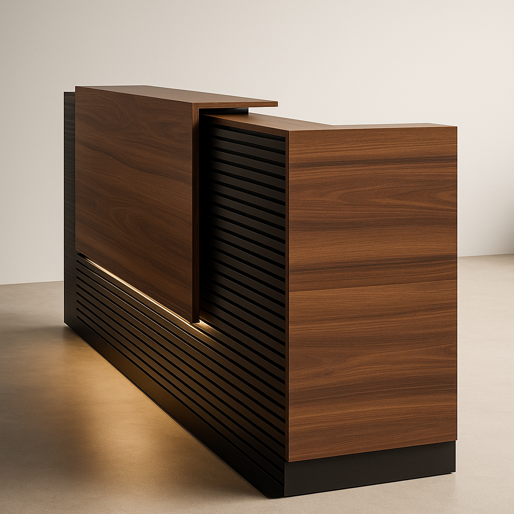 Bancone reception in stile moderno – Noce & nero dogato