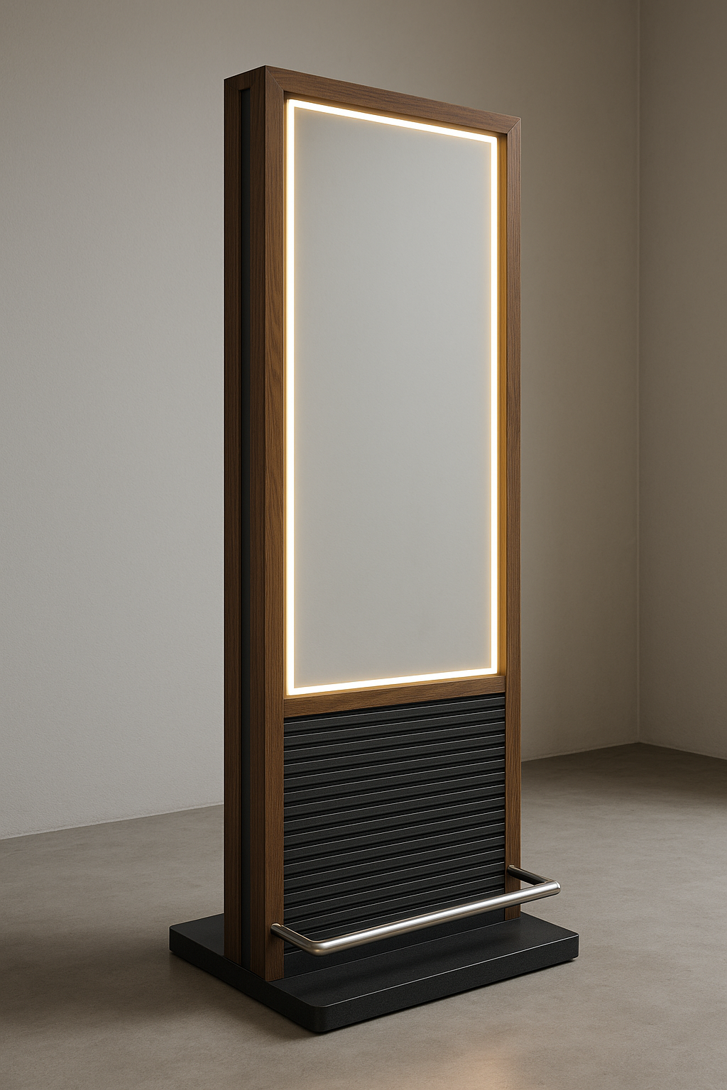 Specchio doppio lato con LED – Noce &amp; nero