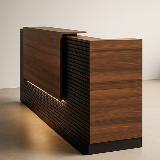 Bancone reception in stile moderno – Noce & nero dogato