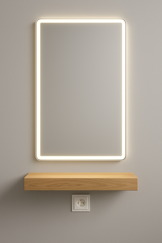 Specchio parrucchiere con LED + mensola