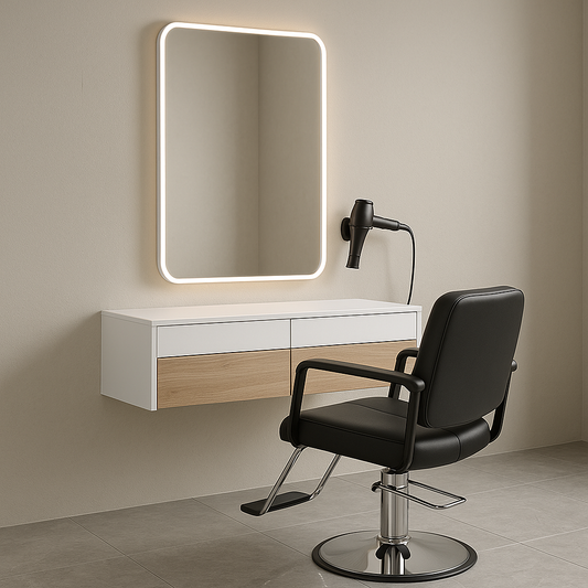 Postazione singola parrucchiere – Bianco & rovere